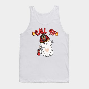 Firefighter Persian Cat Tank Top